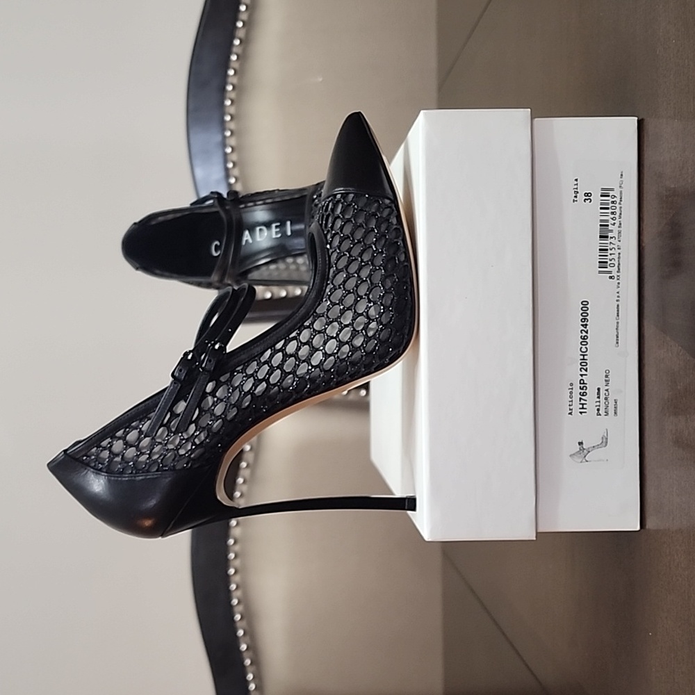 NIB Casadei Fishnet Heels Size 38 - Picture 6 of 6